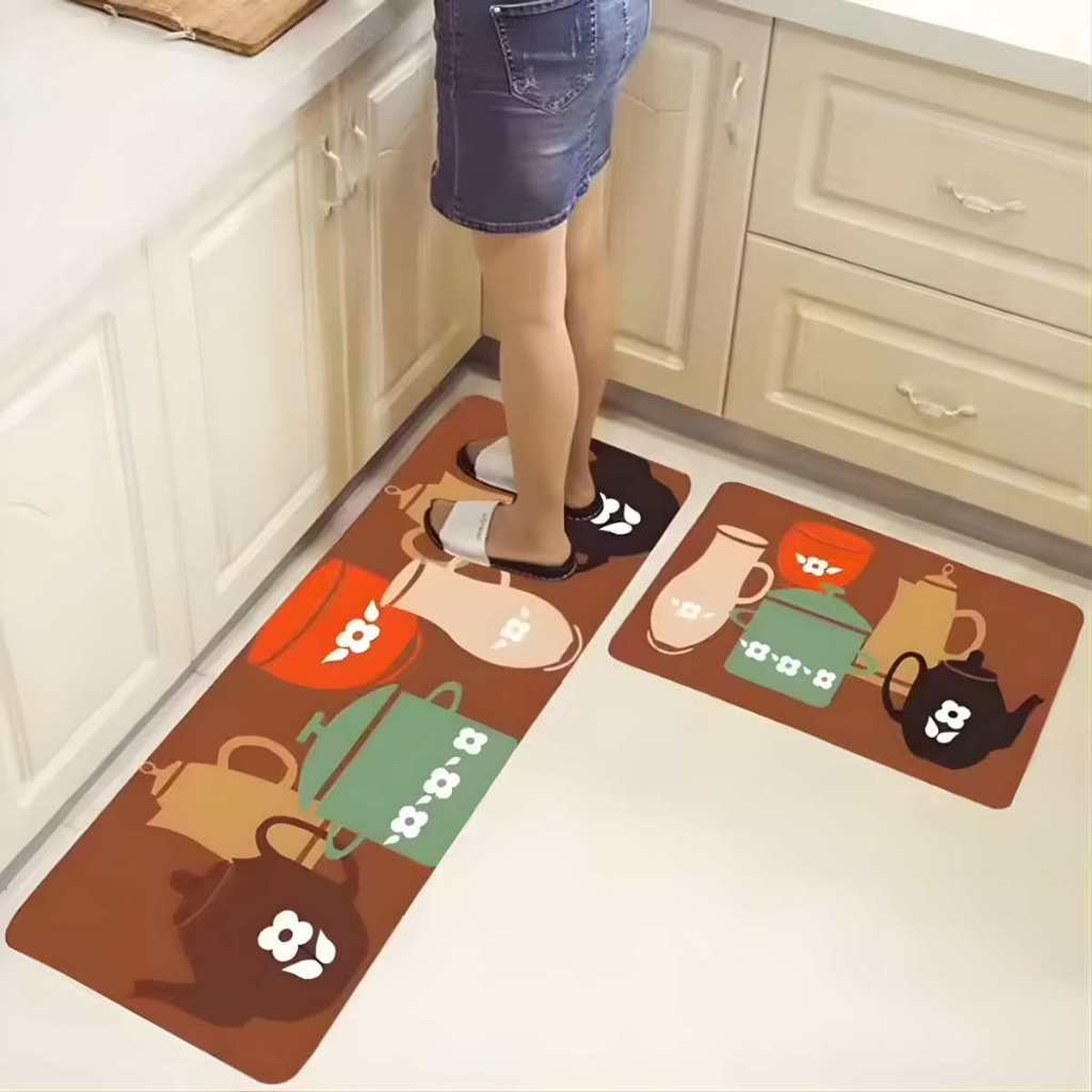 Jogo Passadeira Kit 2 Pçs de Tapete Cozinha Antiderrapante Estampado Belga Emborrachado em Oferta na Shopee