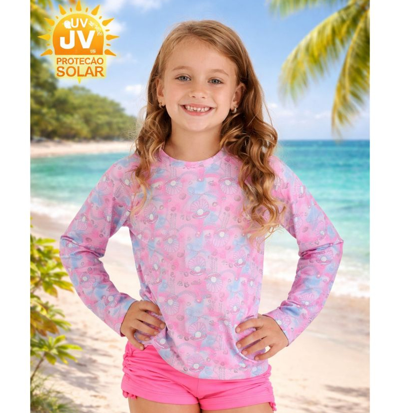 Conjunto UV Moda Praia Infantil Menina 6 ao 16 anos em Oferta na Shopee