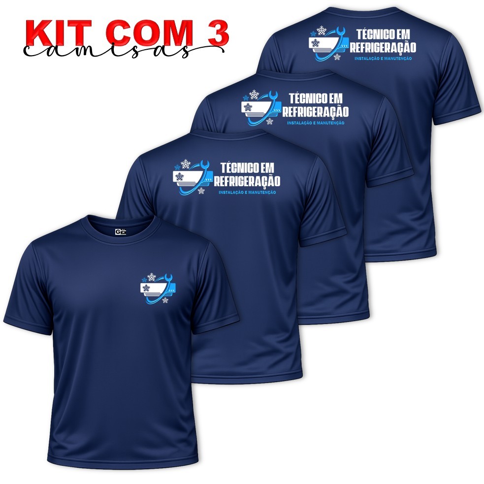 Kit com 3 Camisas Camiseta Uniforme Masculina TÉCNICO EM REFRIGERAÇÃO Dry Fit Profissão Envio Rápido em Oferta na Shopee