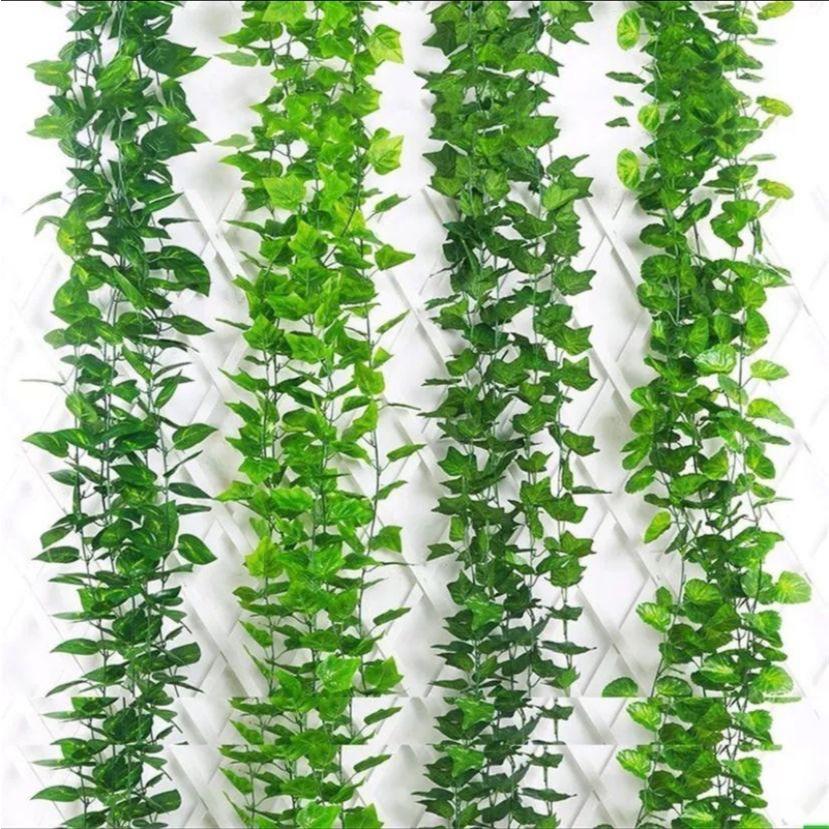 4 Metros Hera Verde Planta Artificial Trepadeira Ramas Folhagem Pendente