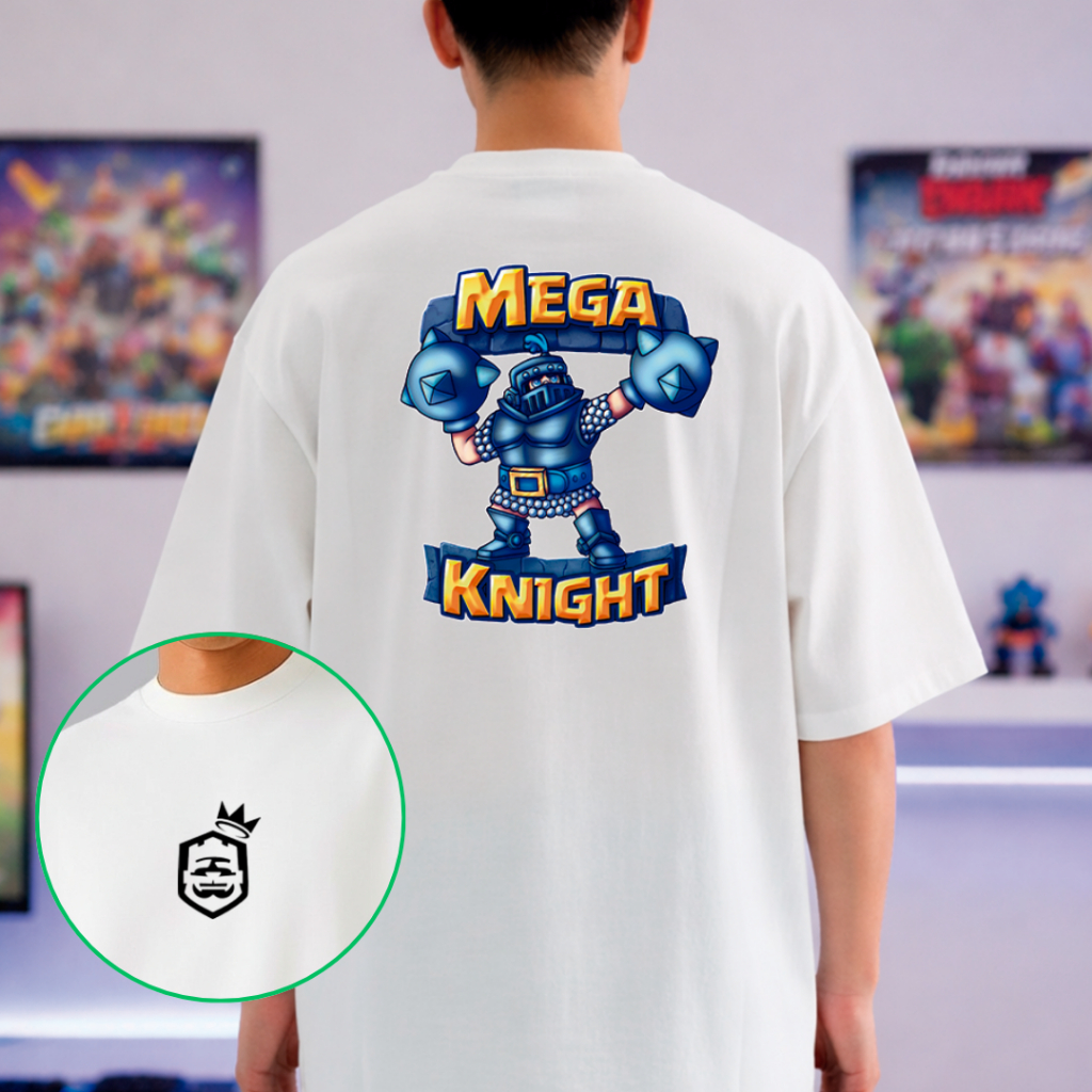 Camiseta Clash Royale Mega Cavaleiro Unissex Algodão Respirável Estilo Geek Estampada