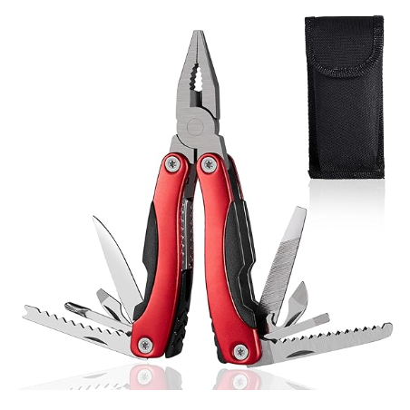Mini Alicate e Canivete Suiço de bolso, Multifuncional, Inox 16 em 1, para Camping, ao ar livre, Pesca, com Case