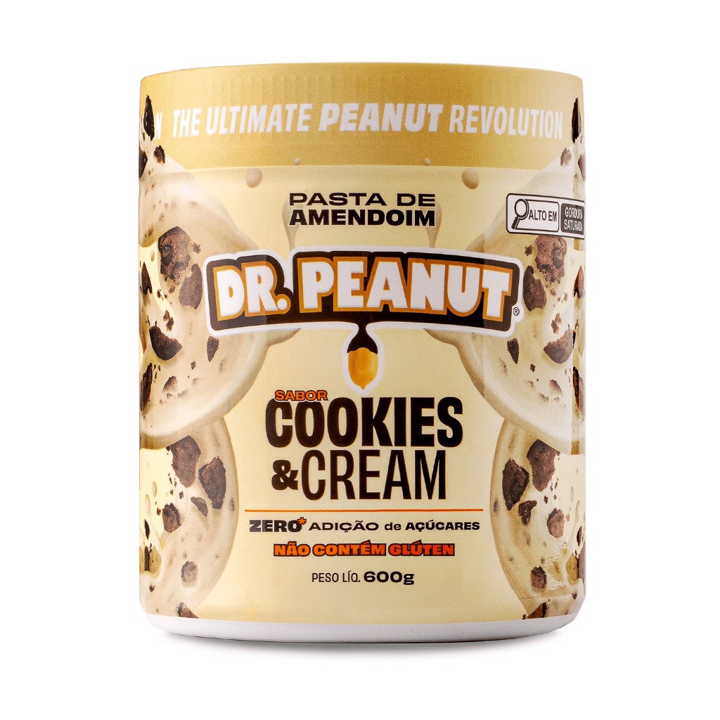 Pasta De Amendoim Com Whey Protein Dr. Peanut Sabor Cookies & Cream 600g em Oferta na Shopee