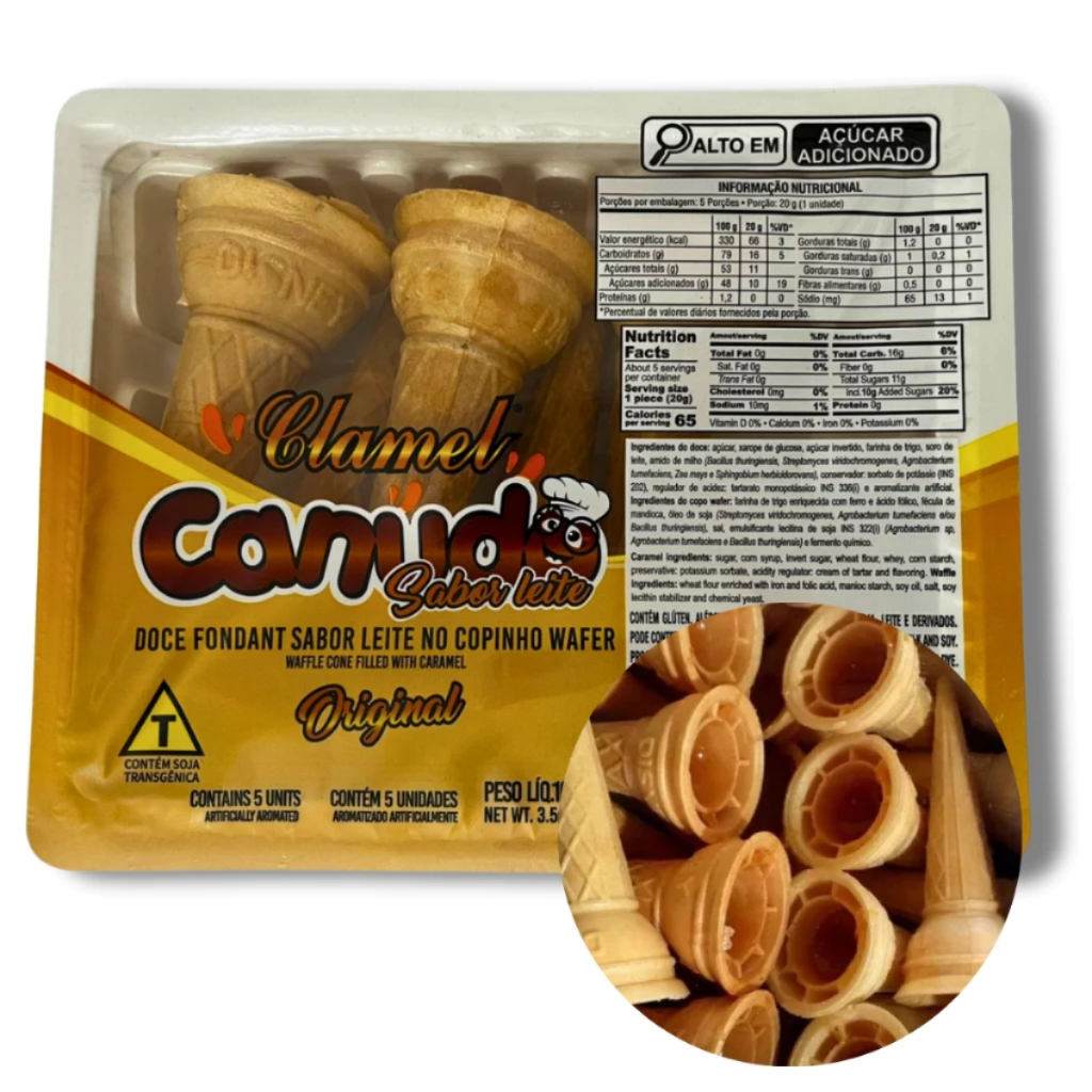 Canudo Doce Fondant Sabor Leite No Copinho Wafer 100g Clamel Baby