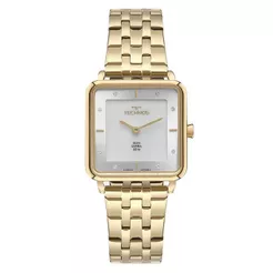 RELÓGIO TECHNOS FEMININO DOURADO QUADRADO CRISTAIS GL22AM/1K