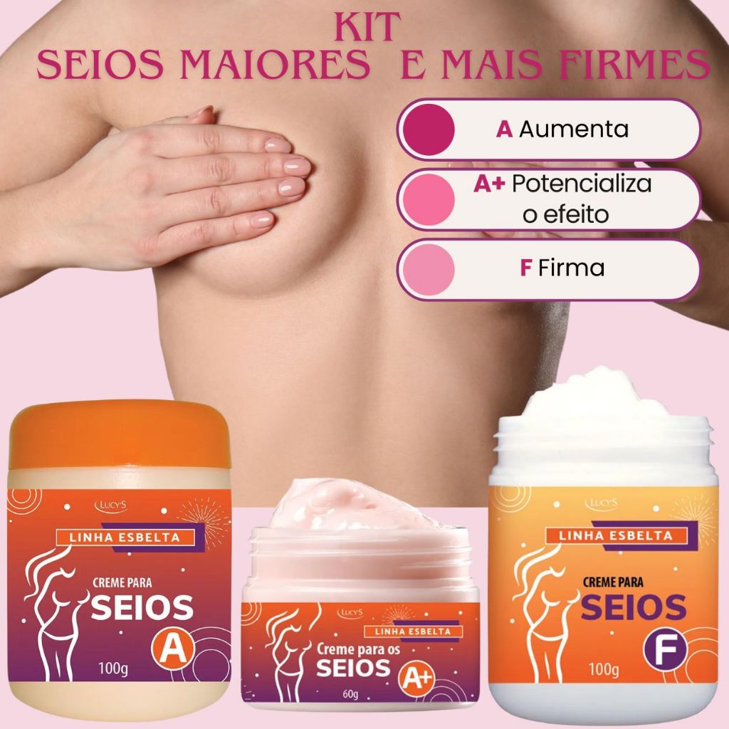 Kit Creme Seios Aumentar e Firmar - Estimula o Crescimento, Evita Flacidez e Tonifica os Seios 100g em Oferta na Shopee