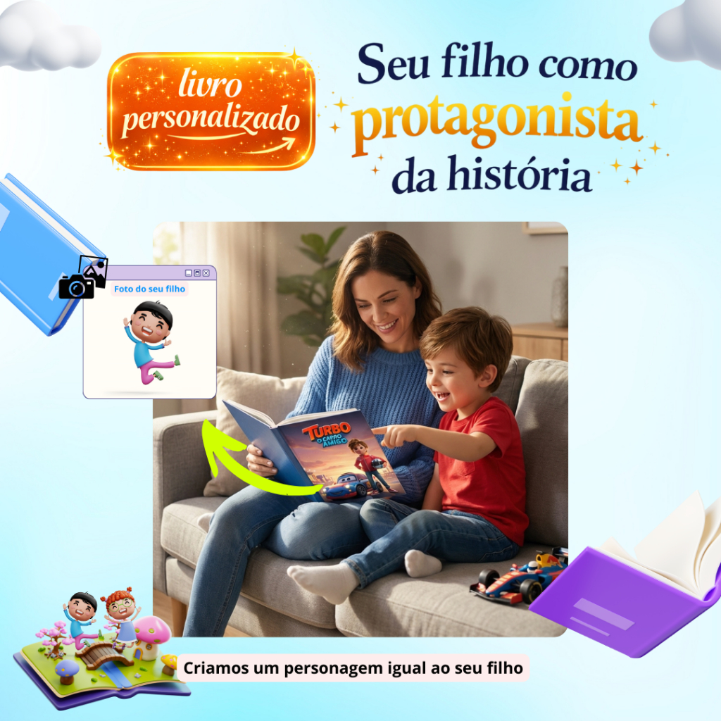 Livro Infantil Personalizado com Foto – Seu Filho como Protagonista da História | Versão Digital (PDF) ou Impressa