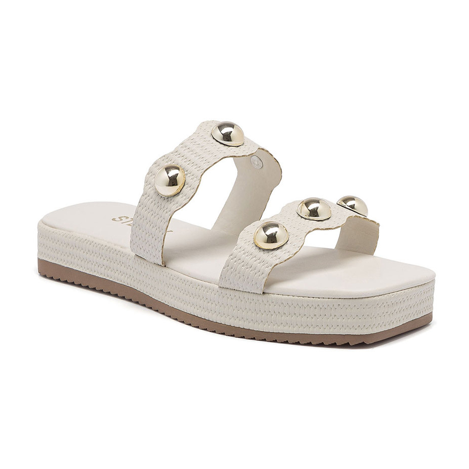 Sandália Feminina Papete Flat Juta Tiras Ajustáveis Tamanco Casual Leve Luxo Confortável
