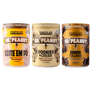 Kit 3 Pastas De Amendoim Dr. Peanut Cookies & Cream + Leite em Pó + Bombom Italiano Com 250g Cada em Oferta na Shopee