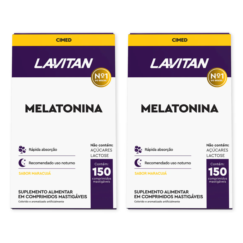 Lavitan Melatonina Suplemento Mastigáveis Para Sono Sabor Maracujá - Kit 2un com 150 Capsulas Cada
