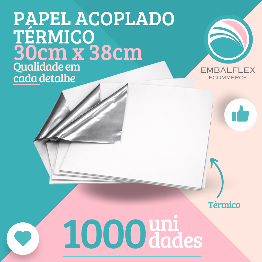 Papel Acoplado Térmico Branco 30x38 C/ 1000 unidades