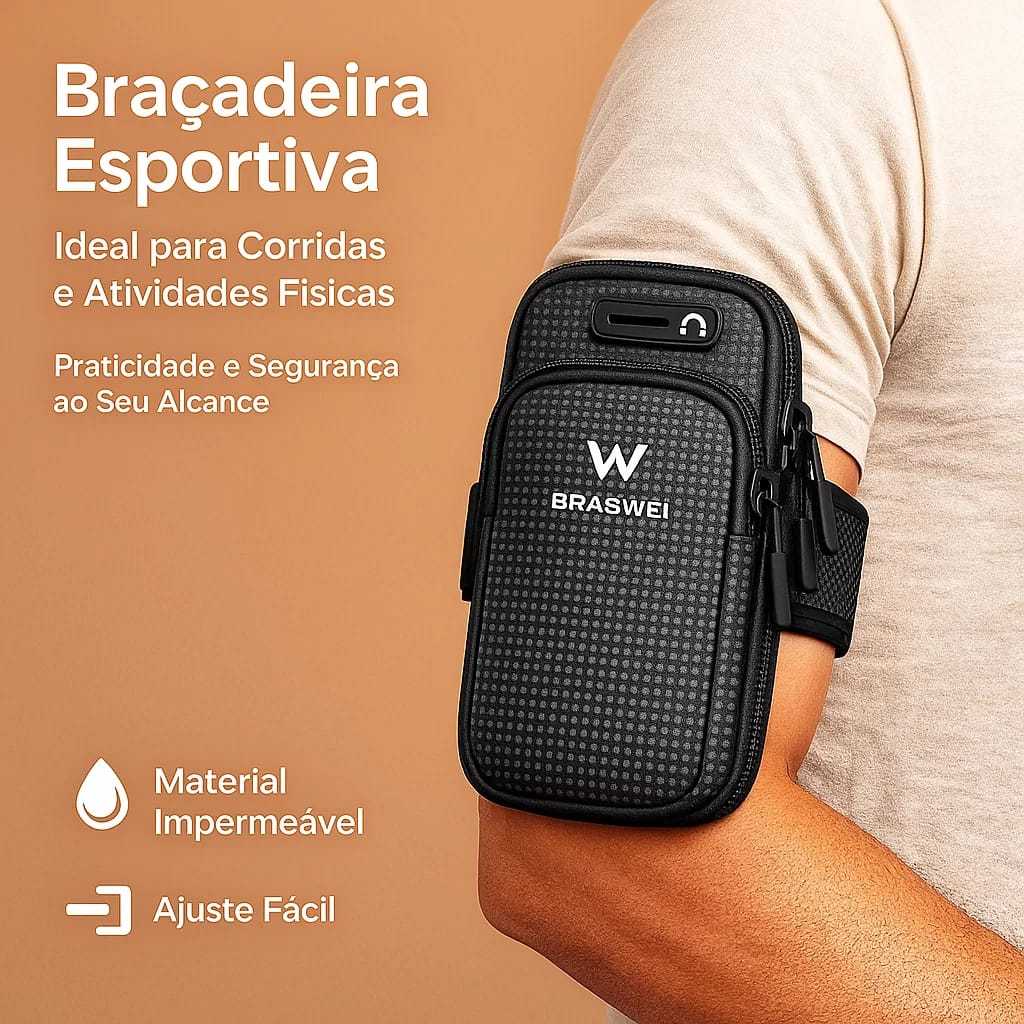 Braçadeira Fitness Esportiva C/ Suporte de Celular Unissex Pochete Impermeável Bolsa De Braço Para Celular em Oferta na Shopee