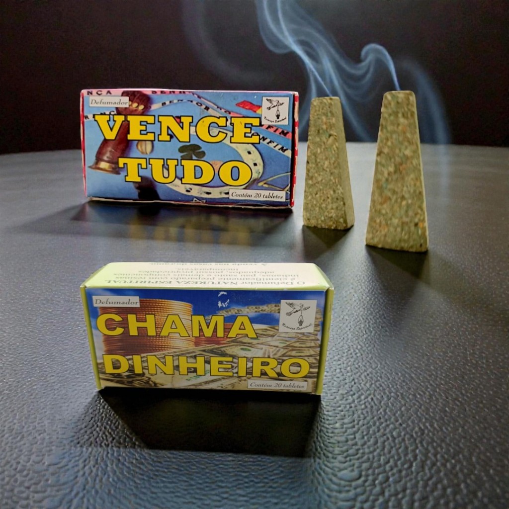 kit com 2 Caixas defumador Chama Dinheiro e Vence tudo