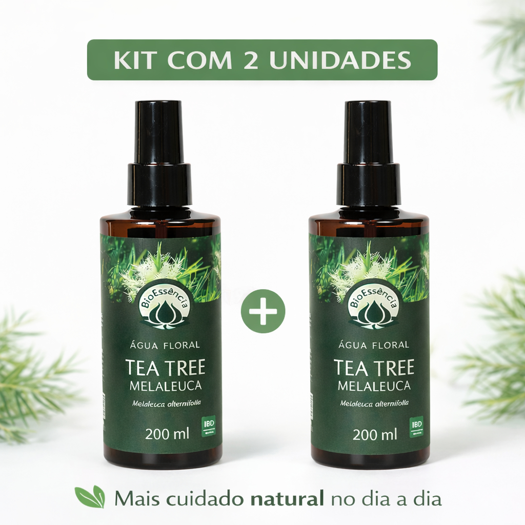 Kit 2 Água Floral Tea Tree Melaleuca Hidrolato Corpo Ambiente Bioessencia 200ml