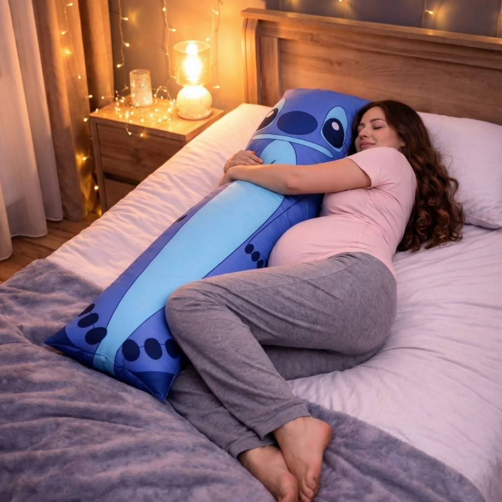 Almofada de Corpo Stitch 1,45m Travesseiro Gestante Macio