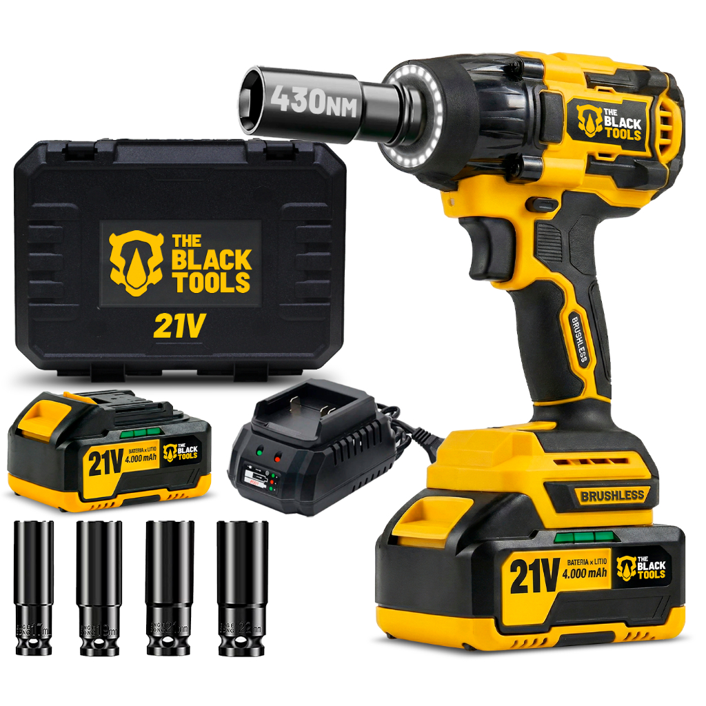 Chave De Impacto Parafusadeira A Bateria 21v 1/2 Pol 2400 Rpm Bivolt Com Acessórios E Maleta Tb21iy The Black Tools em Oferta na Shopee