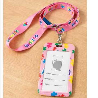 Crachá Autismo TEA Rosa + Cordão – Uso Diário/ Preencha em Casa em Oferta na Shopee