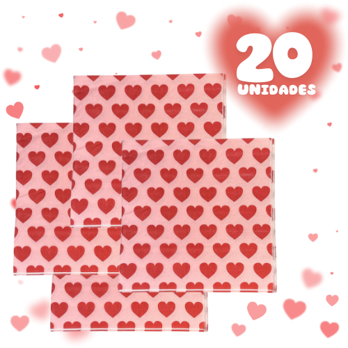 Guardanapo De Papel Folha Dupla 20 Un Amor Encantado Corações em Oferta na Shopee
