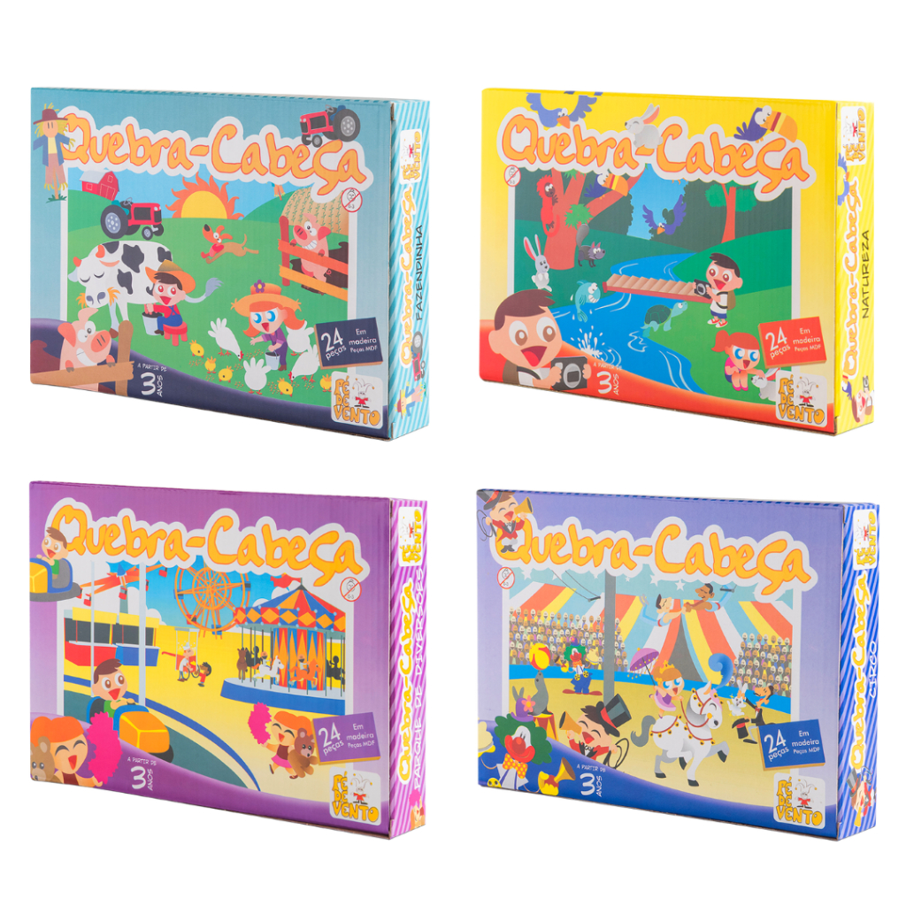 Jogo de Quebra-Cabeça Infantil em Madeira MDF Didático Educativo Ajuda na Coordenação Motora