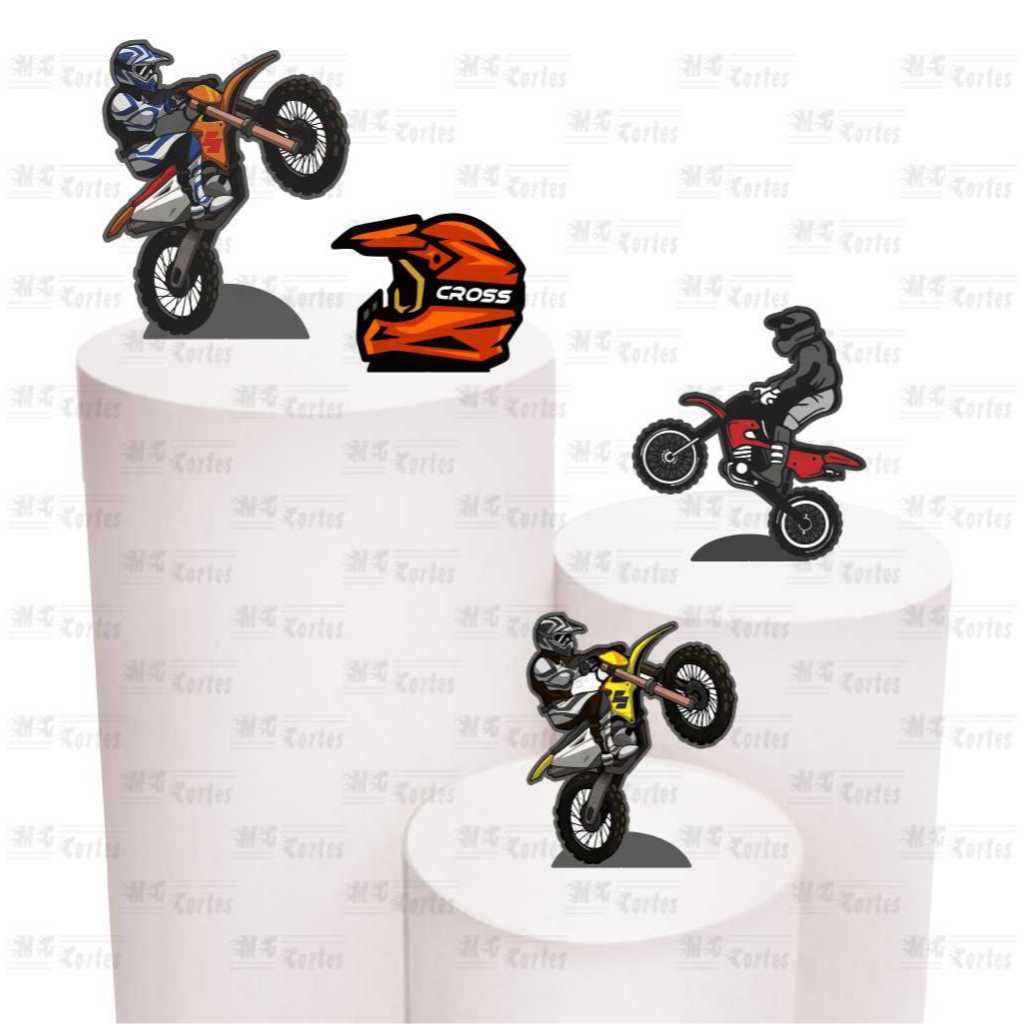 Kit de Display 4 peças de 20cm para Decoração de Festa Motocross em MDF Cortado a Laser em Oferta na Shopee