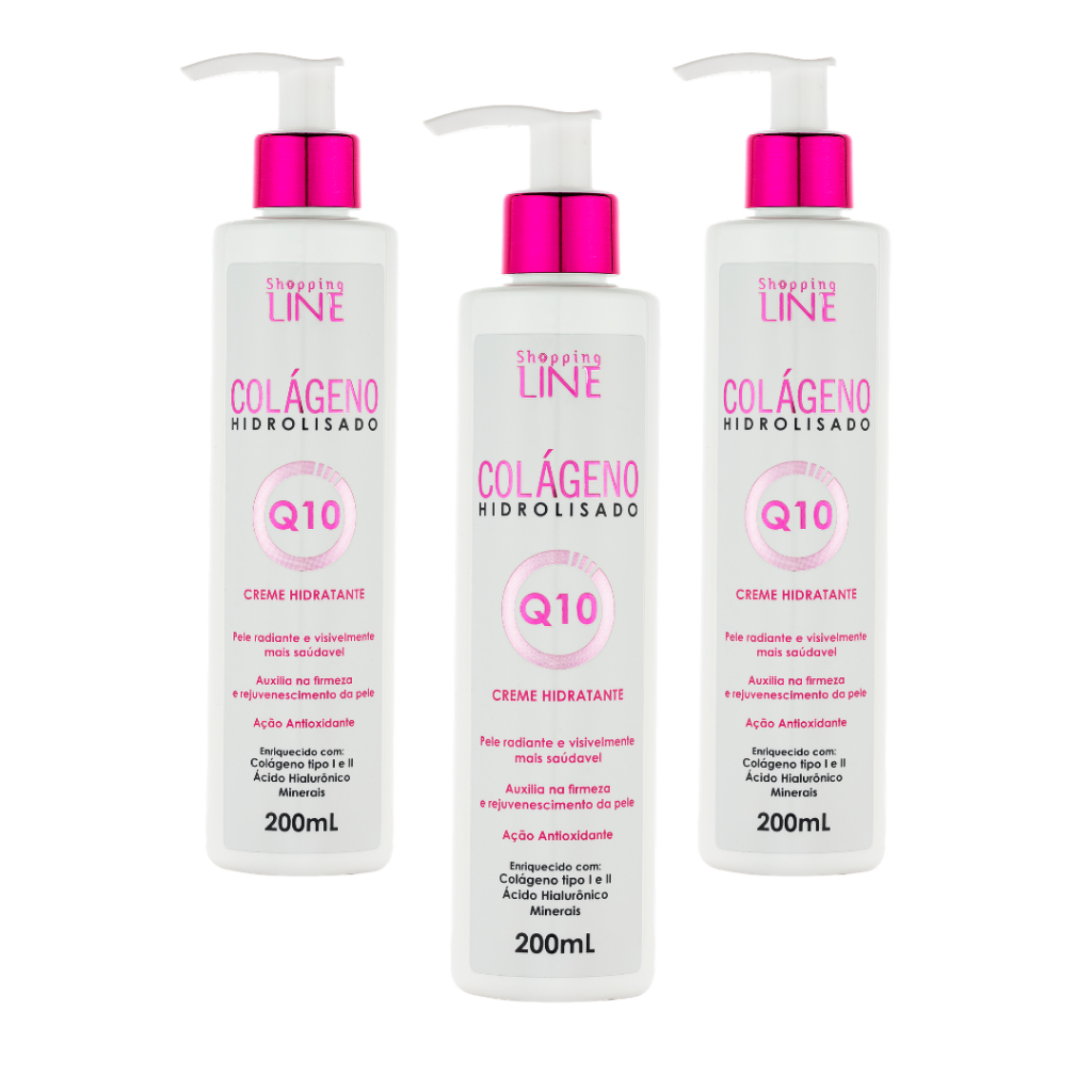 Kit 3  Cremes Feminino Colágeno Hidrolisado Q10 para Flacidez Estrias Celulite - ENVIO IMEDIATO