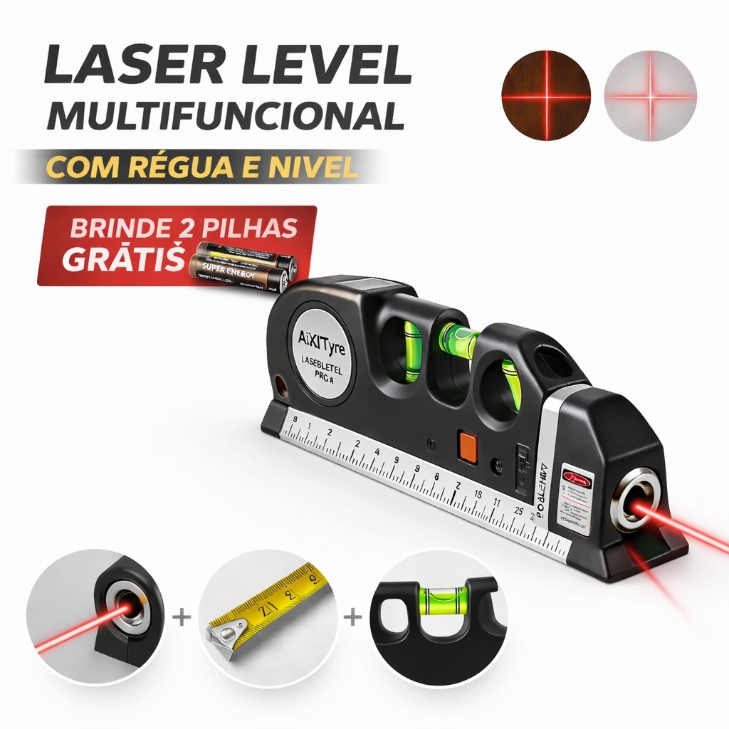 Nivelador Laser Linha Verde Level Pro3 Régua 250cm Nível Leiser Lazer em Oferta na Shopee