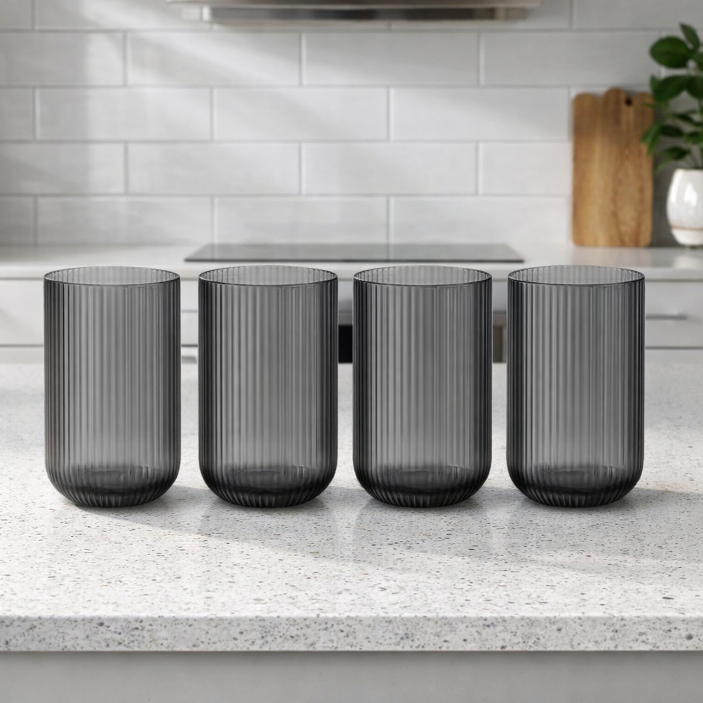 Copos de Vidro 400ml Grande Canelado Copos para Cozinha Vidro Enxoval Casa Nova Copos Duhome em Oferta na Shopee