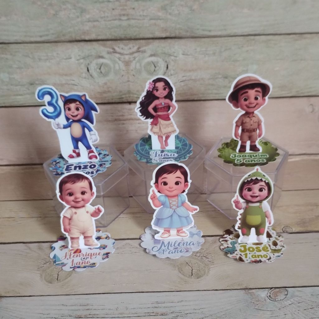 Aplique em Pé 3D Foto I.A Personalizada Festa Infantil Nome e Idade para Decoração e Lembrancinha