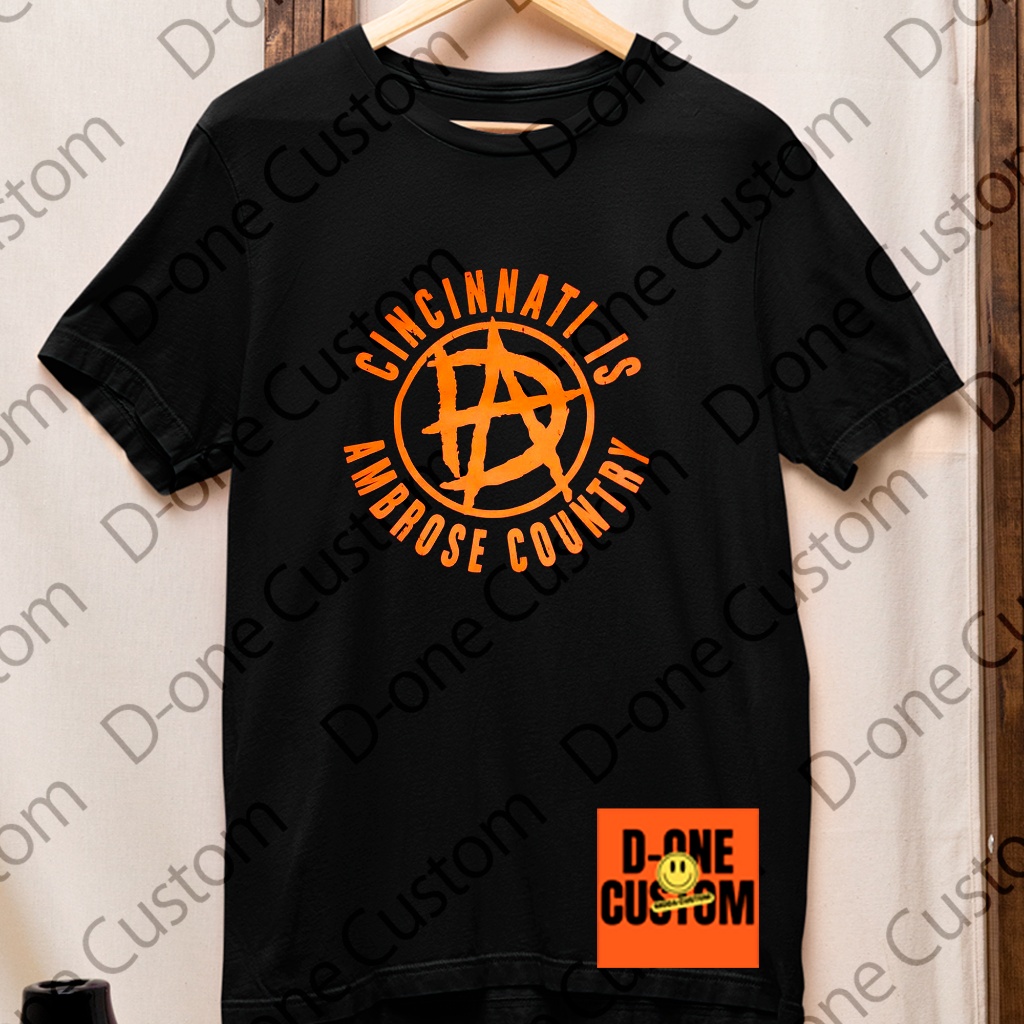 Camisa Camiseta Dean Ambrose Cincinnati Is Ambrose Country Logo Laranja Iniciais Estampado Frente Fã