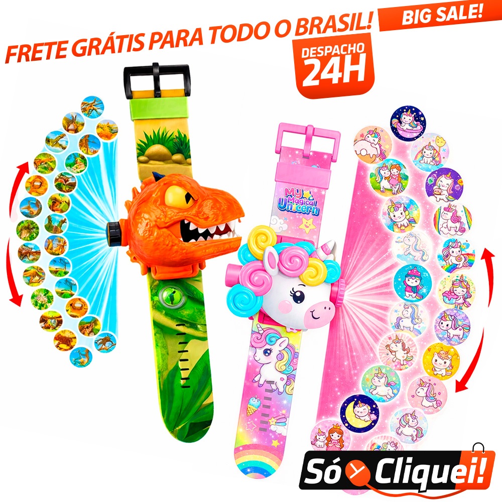 Relógio Infantil Digital Com Projetor 24 Luzes de Projeção de Imagens Dinossauro e Unicórnio em Oferta na Shopee