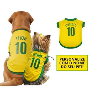 Roupinha Para Pet Personalizada Brasil Copa Do Mundo Cachorro E Gato em Oferta na Shopee