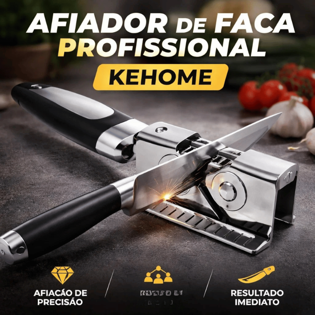Afiador de Faca Profissional Aço Inox - Kehome / Utensílio de Cozinha / Manutenção de Facas Prático