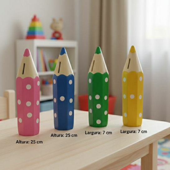 Cofrinho Lápis Colorido Cofre Decorativo Em Cerâmica Decoração Escrivaninha Quarto Infantil Promoção MAIS VENDIDO