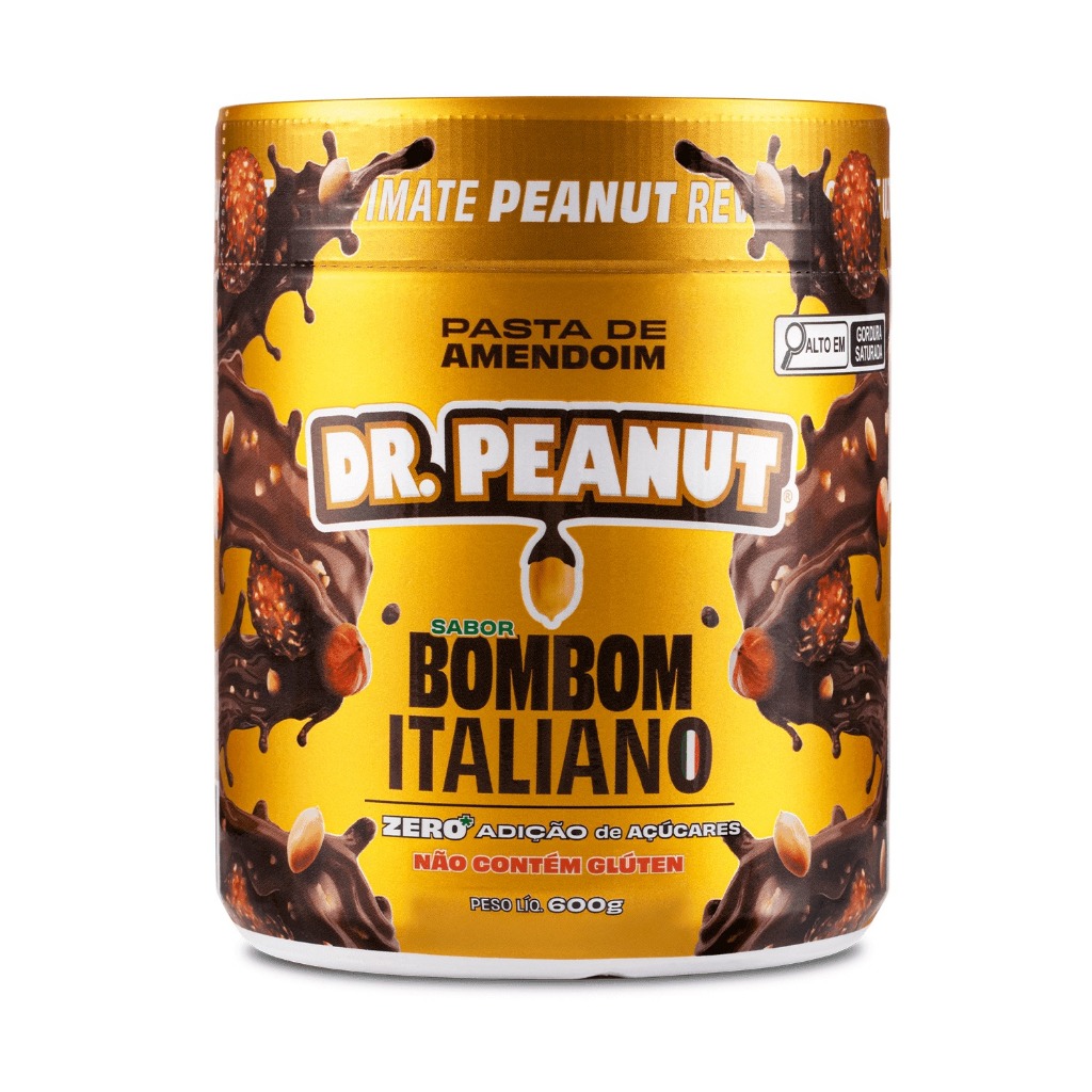 Pasta De Amendoim Com Whey Protein Dr. Peanut Sabor Bombom Italiano 600g