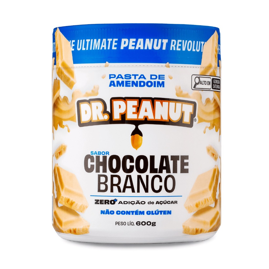 Pasta De Amendoim Com Whey Protein Dr. Peanut Sabor Chocolate Branco 600g em Oferta na Shopee