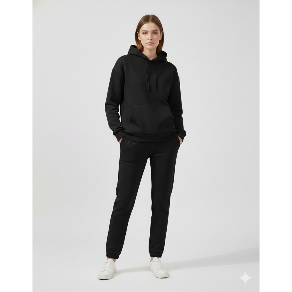 Conjunto Moletom Feminino Masculino Oversized Blusa Com Capuz e Bolso Canguru Luxo Winter