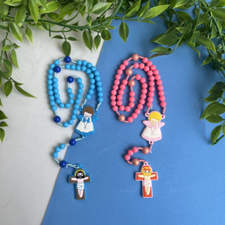 Terço Infantil Anjo da Guarda Azul e Rosa em Oferta na Shopee