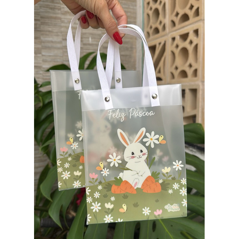 Kit 6 ou 12 Sacolas de Páscoa  com Alça Sacola Coelhinho em Oferta na Shopee