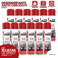 Kit Desengripante Spray Lubrificante Antiferrugem Lub Fast 300ml 2, 3, 4 ou 12 Unidades Similar WD40