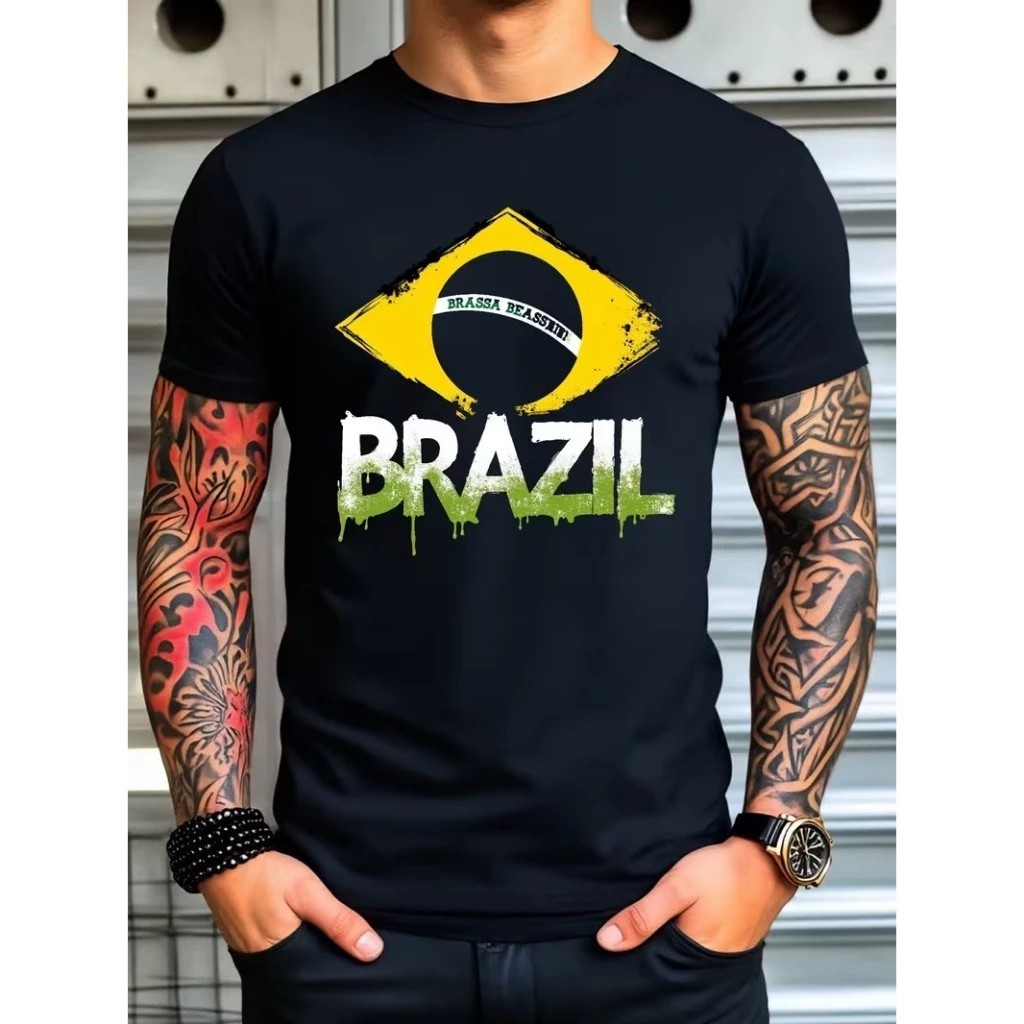 Camiseta Masculina Algodão Premium Brasil Street Estiloso e ConfortávelA Melhor Qualidade em Tecido e Estampa do Mercado