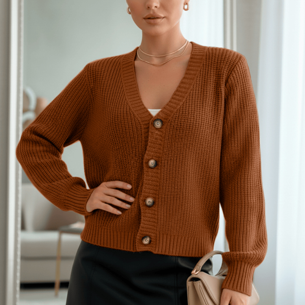 Casaco Feminino Elegante Blusa Casaqueto Manga Longa Botão Inverno Frio Casual Tricot