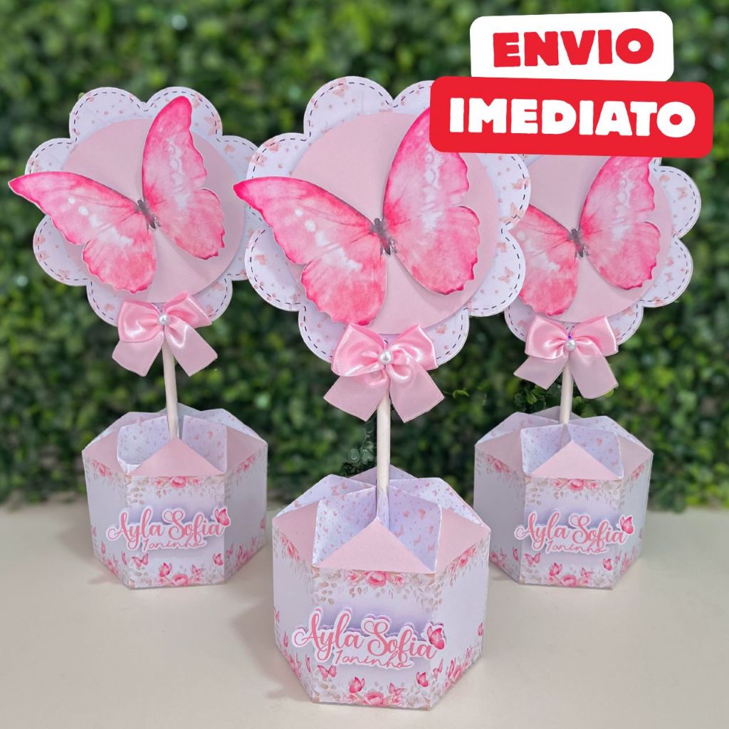 ENVIO RÁPIDO Kit de Centro de mesa Jardim das Borboletas Personalizado Arranjo Enfeite Lembrancinha