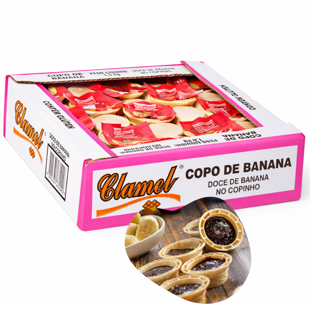 Copinhos Individuais Recheado Doce Misto De Banana C/50 Unidades 1,5kg Clamel em Oferta na Shopee