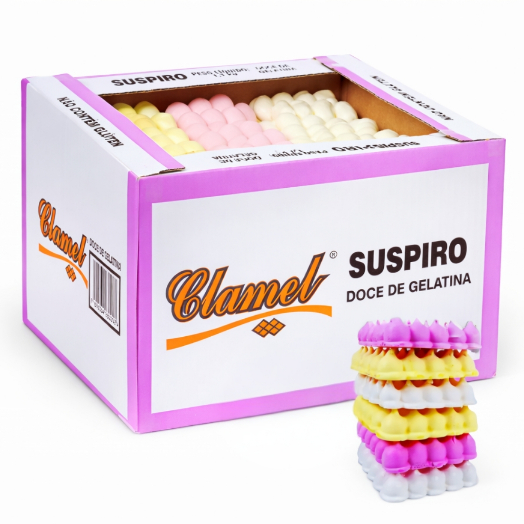 Suspiro Doce De Gelatina C/50 Unidades 1,05kg Clamel