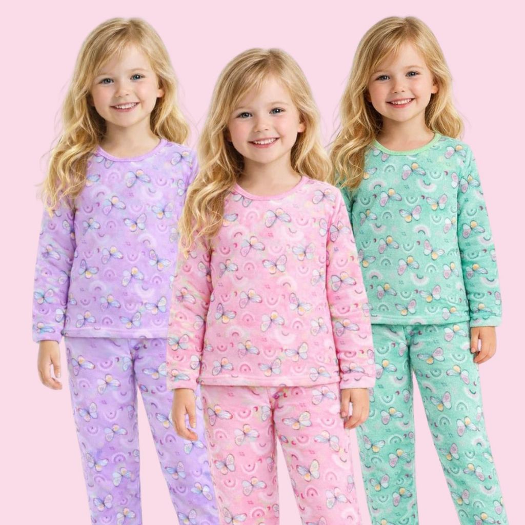 kit conjunto infantil pijama quentinho fofinho blogueirinha estampado bebe criança