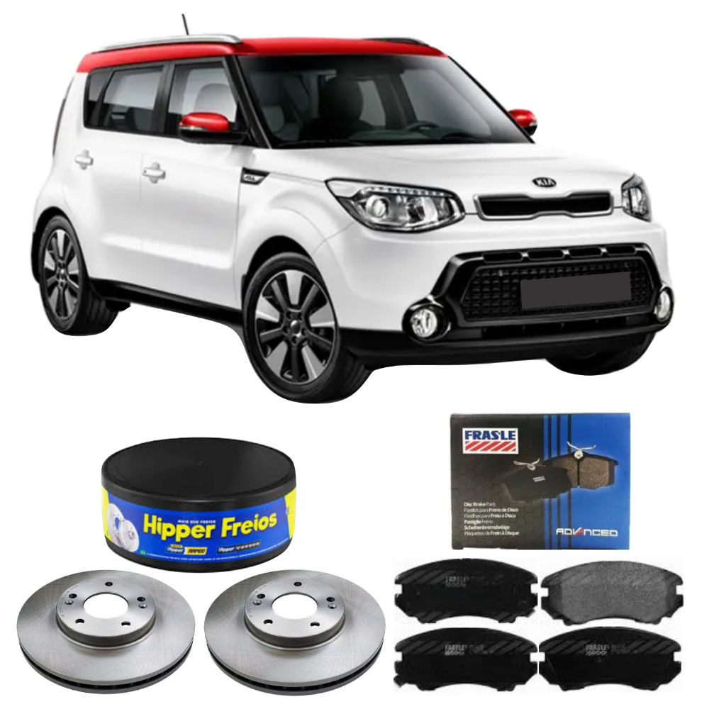 Kit Disco De Freio + Pastilha Dianteira Kia Soul 1.6 2009 A 2014 Hipper Freios  Frasle