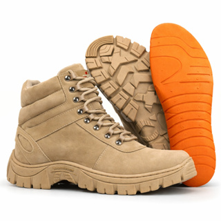 Coturno Masculino Adventure Militar Couro Areia Cano Curto Palmilha Confortável Notorian em Oferta na Shopee