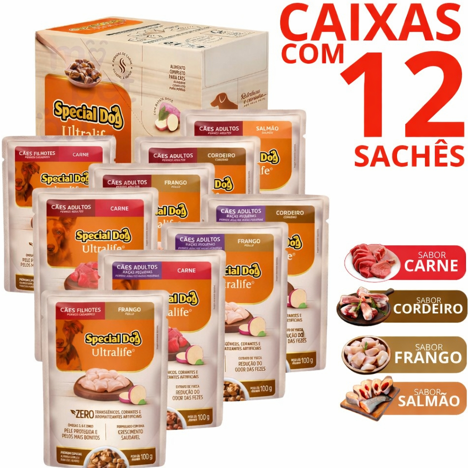 Kit Sache Special Dog Caixa Com 12 Unidades de 100gr Varios Sabores em Oferta na Shopee