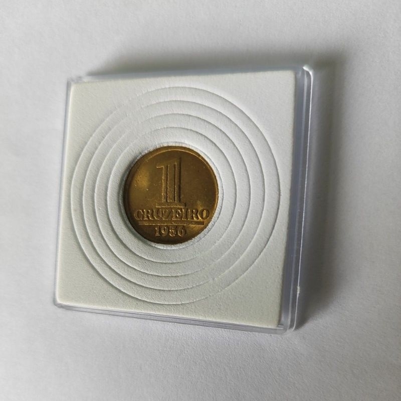 Moeda de 1 Cruzeiro 1956 - Brasil - Alumínio-Bronze (Com Cápsula)