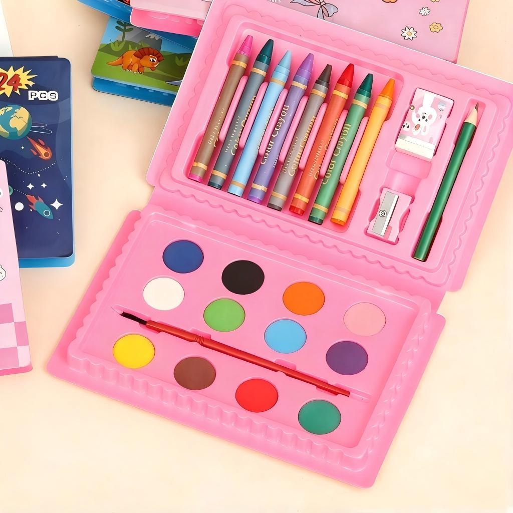 Kit Pintura Infantil 24 Peças | Maleta Criativa com Giz e Aquarela em Oferta na Shopee